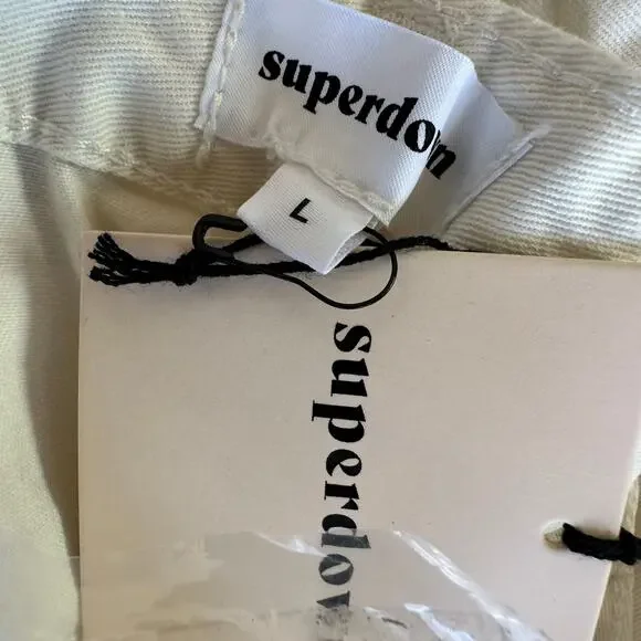 Superdown White Cargo Pants LARGE Baggy Wide Leg Streetwear Revolve $88 NEW - Picture 8 of 9